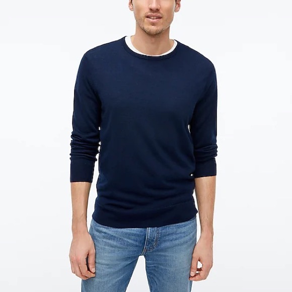 J Crew Large Deep Navy Merino Wool Crewneck Sweater - Picture 3 of 4